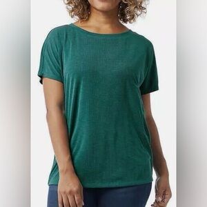 32 DEGREES COOL WOMEN MODAL BLEND RELAXED LOOSE FIT RIBBED TOP TEAL GREEN XL NEW